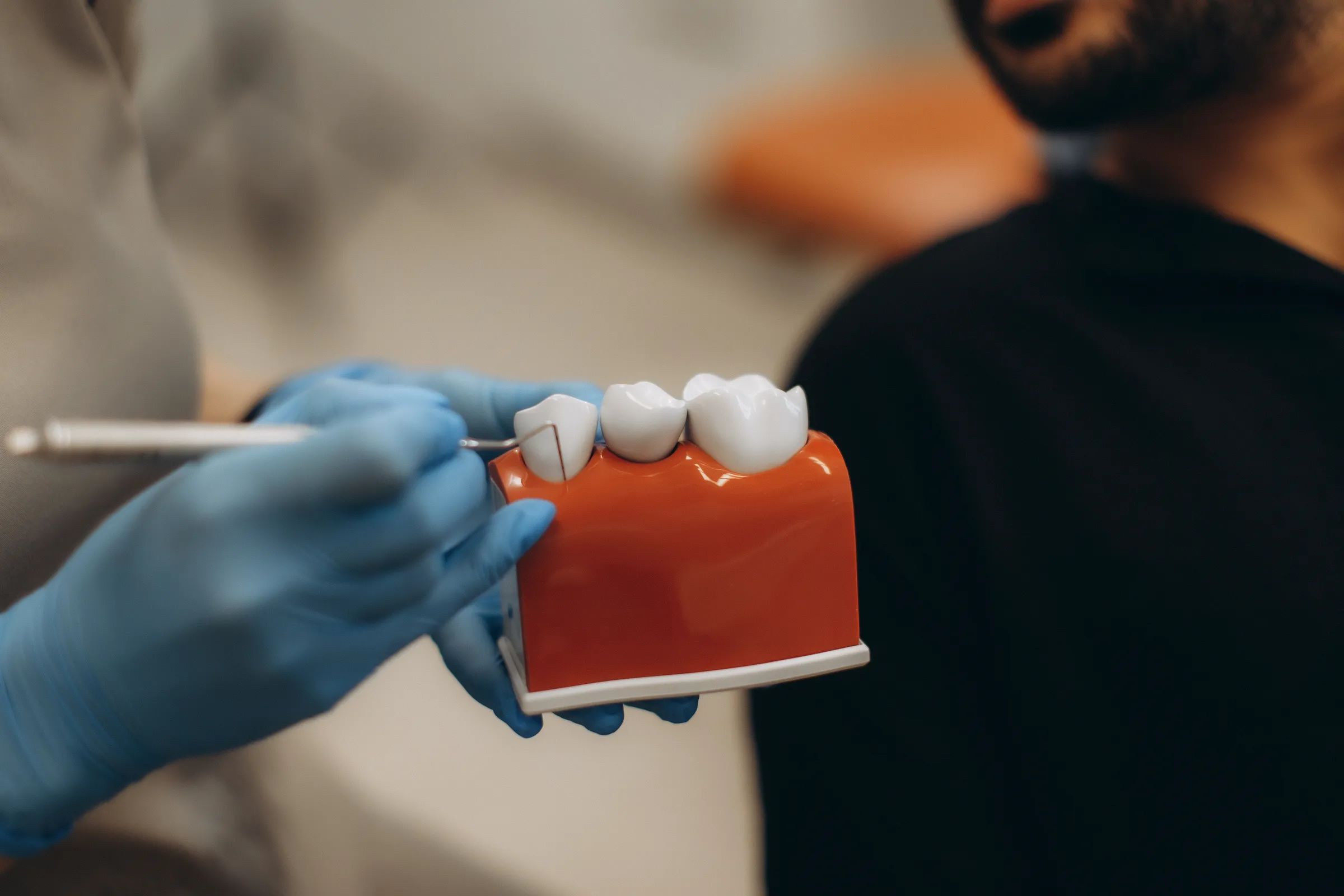 Patient at a follow-up periodontal visit