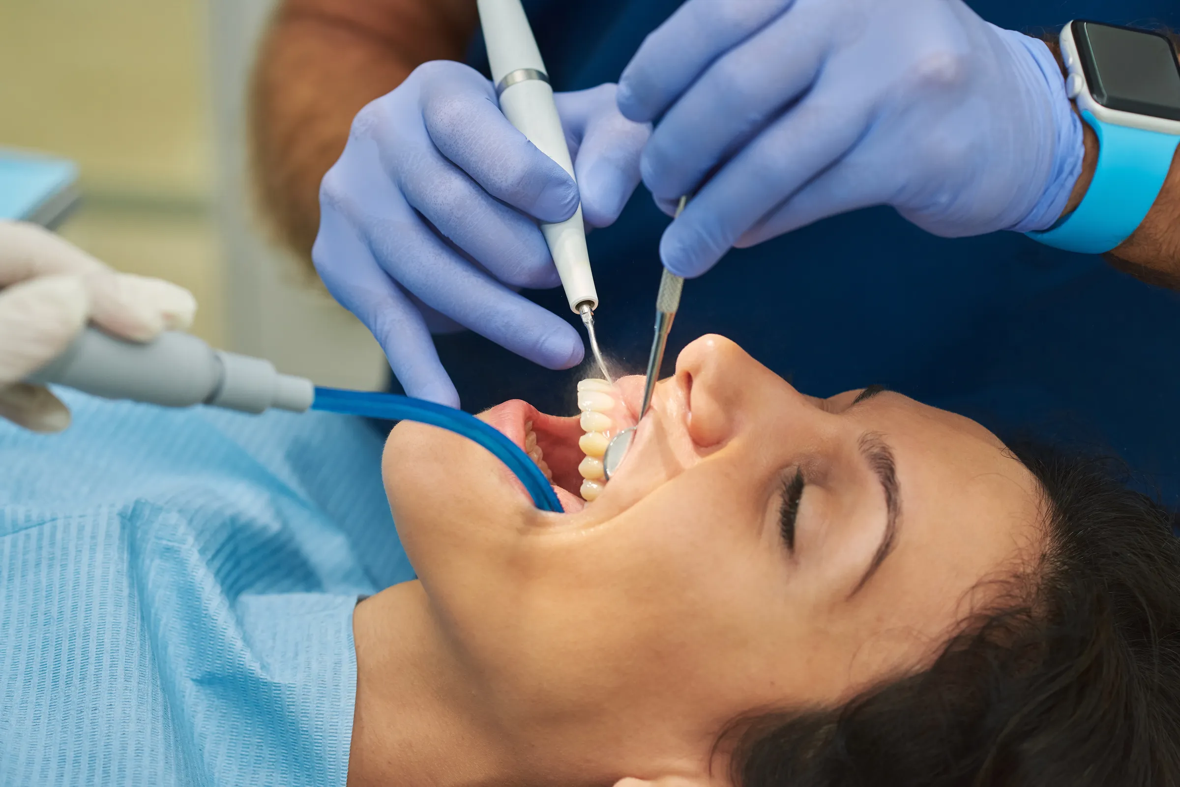 Patient recovering comfortably after periodontal treatment